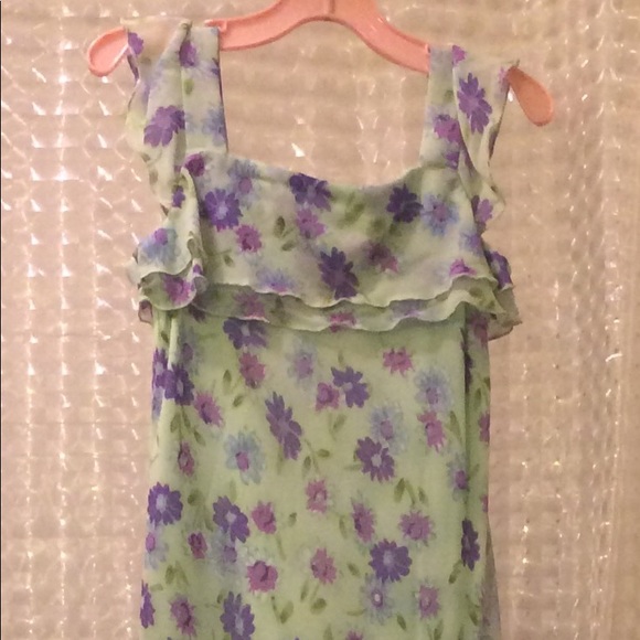 Spring/Summer soft green floral dress. - Picture 2 of 8